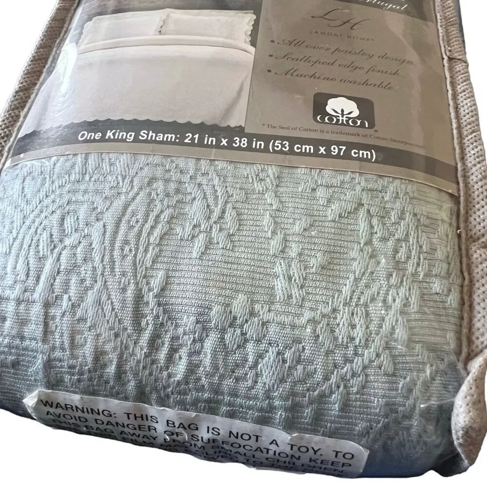 Alexis King Pillow Sham 100% Cotton Malelasse‎ Paisley Design